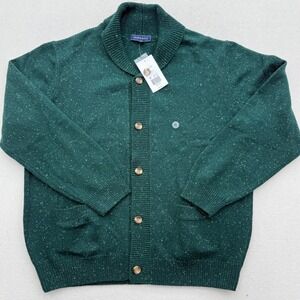Crown Ivy Men's XL X-Large Green Speckled Shawl Collar Button Cardigan Sweater